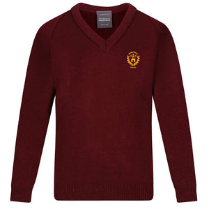 Abbey School V Neck Knitted Jumper Burgundy (YR R - YR 11)