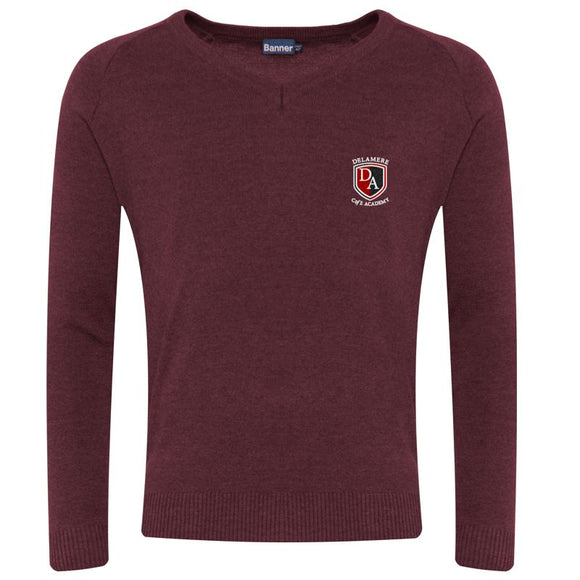 Delamere C of E Academy V-Neck Jumper Maroon