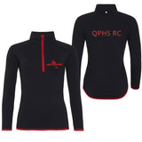 QPHS Rowing Club Women's 1/2 Zip Sweatshirt Black / Red