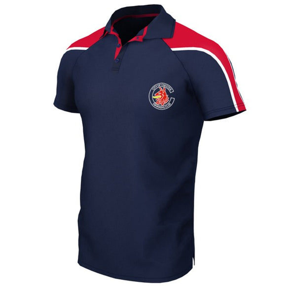 Team Leaders - Chester Swimming Unisex Polo Navy / Red (Special Order - 3 Week Delivery)