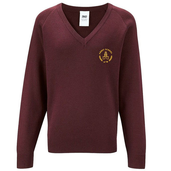 Abbey School V Neck Jumper Burgundy (YR R - YR 11)