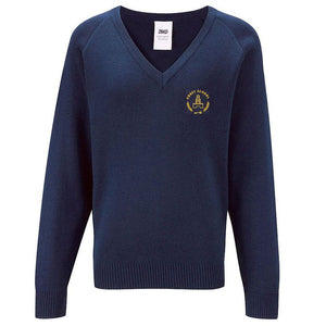 Abbey School V Neck Jumper Mariner (YR 12- YR 14)