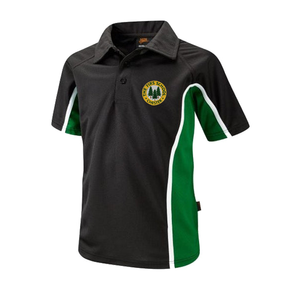 The Firs Boys Polo Black / Emerald / Yellow