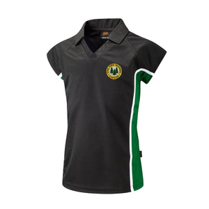 The Firs Girls Polo Black / Emerald / Yellow