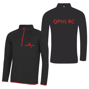 QPHS Rowing Club 1/2 Zip Sweatshirt Black / Red