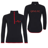 QPHS Rowing Club Women's 1/2 Zip Sweatshirt Black / Red