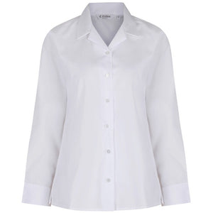Long Sleeve Revere Collar Blouse (Twin Pack) White