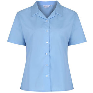 Short Sleeve Revere Collar Blouse (Twin Pack) Blue