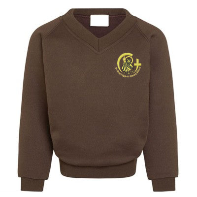 St Clare's V Neck Sweatshirt Brown