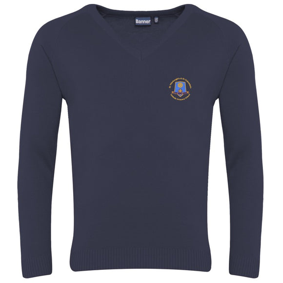 St Werburgh's V-Neck Sweater Light Navy