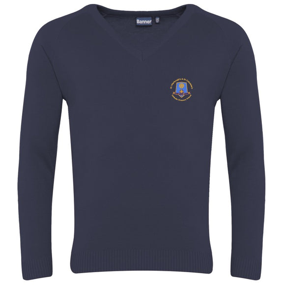 St Werburgh's V-Neck Sweater Mariner