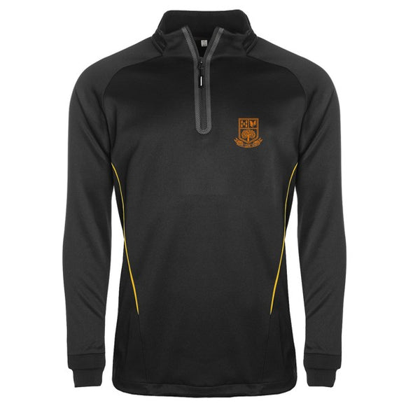 Tarporley High 1/4 Zip Top Black / Gold