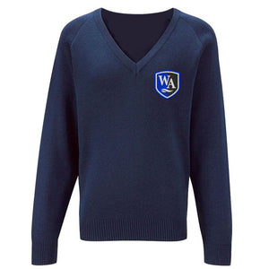 Weaverham Academy V Neck Knitted Sweater Navy